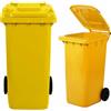 Bidone carrellato giallo per la raccolta differenziata rifiuti 240 Lt con ruote