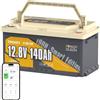 Power Queen 12V 140Ah Batteria LiFePO4 Bluetoothdalle basse temperature adatta per camper