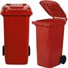 COSEDACASA Bidone carrellato rosso per la raccolta differenziata rifiuti 240 Lt con ruote e