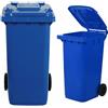 Bidone carrellato blu per la raccolta differenziata rifiuti 240 Lt con ruote e c