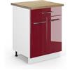 Vicco Mobiletto base per cucina Fame-Line, Bordeaux lucido, 60 cm | con cassetto