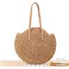 Borsa da spiaggia rotonda paglia intrecciata donna viaggio estate trend marro...