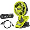 RYOBI RCF4-120G, Ventilatore Portatile a Pinza, Girevole a 180° e Rotante a 360°