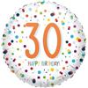 amscan Palloncini in pellicola, motivo confetti, decorazione per compleanno e feste, numeri da 18 a 60, per aria + elio, palloncini Happy Birthday, edizione: 30° compleanno