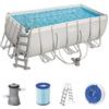 Bestway Piscina Fuoriterra Rettangolare 4x2 Frame con Scaletta Pompa Filtro a Cartuccia