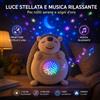Generico Peluche Riccio Proiettore Stelle LED 7 Colori Musica Luce Notturna Bambini