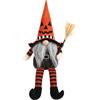 Bambola cartone animato volto gambe lunghe Halloween con scopa 10 7 34 cm