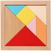 Tangram in legno colorato per bambini, Scatola in metallo, Gioco educativo