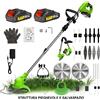 CONENTOOL Decespugliatore a Batteria 21V 2 Batterie Tagliaerba Elettrico Silenzioso Green