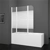 MARWELL Vasca da bagno White Lines 125 x 140 cm - 3 pezzi parete doccia pieghevole in bianco opaco - divisorio doccia in vetro di sicurezza monolastra da 4 mm per vasca da bagno