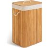 Massido Cesto portabiancheria con coperchio, 72 l, in bambù, colore beige, 61 x 42 x 32 cm