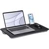 NK Base Da Tavolo Per Laptop Con Cuscino XL - 57.5×30.5×5 Cm, Maniglia, Alloggiamento Smartphone, Fermo Antiscivolo, Tappetino Mouse, Supporto EPS, PVC MDF ABS E Tessuto