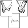 DOUBLESHOOT Stampa artistica da parete su tela incorniciata Hands Forever Ready to Hang Black & White Line Drawing Opere d'arte per soggiorno camera da letto Love Wall Pictures stampe per coppie Home Decor (30,5