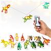 The Glowhouse Filo di luci a forma di dinosauro, funzionamento a batteria, 12 luci luminose pe