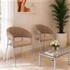 okaffarefatto Set da 2 sedie Aurelia in velluto grigio tortora con gambe in ferro cromato