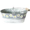 Fioriera Ovale con Manici Vintage Vaso in Ferro Zincato Shabby Chic per Balcone