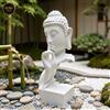 Busto Buddha Bianco Gesto del Silenzio Statua Zen Decorativa