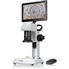 Bresser Microscopio LCD con luce continua e fissa in 5 livelli di luminosità, zoom continuo (0,7x-4,5x), display da 22,5 cm e messa a fuoco grossa e fine