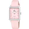 LOTUS Orologio Donna Analogico in Pelle Rosa | Movimento al Quarzo, Vetro Minerale ad Alta Resistenza, Impermeabile 5 ATM, y 18987/2, Square Series