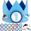 BONNYCO Corona Compleanno Bambina, Animali Marini Numeri Intercambiabili 0-9 e Personaggi a Tema. Corona Primo Compleanno Bimbo, Regalo Bambino 1 Anno. Cappellini Decorazioni Tema Mare Carnevale