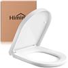 Himimi Tavoletta WC Universale Forma D con Chiusura Ammortizzata e Sgancio | Cerniere Regolabili 360°, Sgancio Rapido, Portata max 170 kg, Montaggio dall'Alto, 450 x 361 x 53 mm, Plastica PP, Bianco