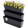 Bamworld Vasi piante rettangolari 3 pz, drenaggio, esterno, interno, plastica