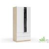 ARMADIO CAMERA 2 ANTE BATTENTI + CASSETTI 80X52X180H CM ROVERE/BIANCO IN KIT