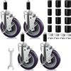 OK5STAR Ruote girevoli da 12,7 cm per gambe del tavolo, tutte con freno, adattatore, tubo da 2,5 cm, set da 4