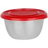Equinox 530624 - Ciotola da cucina in acciaio inox, 500 ml, Ø 13 cm, H 6,5 cm, ciotola per frullatore con coperchio ermetico in plastica rossa