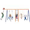 VEVOR Altalena da Giardino, Altalena 6 in 1, Altalena in Metallo per Carichi Pesanti da Esterno con 2 Altalene, Barra a Trapezio, Scala da Arrampicata, Capacità di 200 kg per Bambini dai 3 Anni in Su