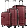 ITACA - Set valigie - Set Valigie Rigide Offerte. Valigia Grande Rigida, Valigia Media Rigida e Bagaglio a Mano. Set di Valigie con Lucchetto Combinazione TSA, Granata
