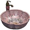 jdzlanwtart La nave del bagno affonda la ceramica del fiore fortunato rosa di stile europeo sopra il lavandino del contatore per la cima di vanità