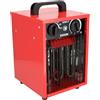 DEDRA Stufa elettrica da 1000 W/2000 W, termostato, protezione da surriscaldamento, 3 modalità di funzionamento, regolazione della temperatura, ventola assiale, alloggiamento in metallo, compatto