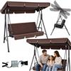 LEAN TOYS Dondolo da Giardino 3 Posti Funzione Reclinabile Schaukelbett Marrone