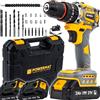 POWERMAT Avvitatore a Batteria Trapano Battente 21V 55Nm 2 Marcia Set Bits Punta Valigia