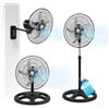 Wintem - Ventilatore 3 in 1 da Tavolo, Parete o Piantana con Oscillazione, Struttura in Acciaio, 50W, Altezza Regolabile, 3 Velocità e Pale da 50 cm per Raffrescamento Versatile