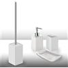 Gedy Queenstown 4 Pezzi, 1 Porta Solido, 1 Scopino WC, 1 Dispenser Sapone, 1 Por