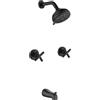 DIFEINI Set di rubinetti per doccia a 2 maniglie con beccuccio vasca da bagno rubinetto doccia Set combinato Sistema doccia Vasca completa e kit di finiture per doccia nero opaco Set di rubinetti per vasca da