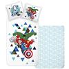 Disney Home Avengers Set di biancheria da letto double-face, 135 x 200 cm, federa 80 x 80 cm, super morbida, 100% cotone, 2 pezzi, Hulk, Iron Man, Captain America, morbida e piacevole sulla pelle