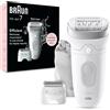 BRAUN HOMECARE EPILATORE A TESTA LARGA BRAUN TESTINA E PETTINE RASOIO COL. ARGENTO SE7-041
