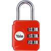 Yale Lucchetto da viaggio a combinazione YP1/28/121/1R rosso, 21 mm, ideale per borse e valigie