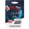 Samsung Micro SD 64GB Samsung EVO plus scheda memoria 100MBs class 10 UHS-I MicroSD Card