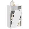 Mobiletto Bagno con Cesto Portabiancheria 50x30x105 cm Mobile Lavanderia Bianco