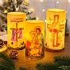 3 Pezzi Candela LED con Immagini Religiose Elettrica Lumino Votivo Luce Calda