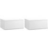 HOMCOM Comodino Set 2 Pezzi con Cassetto e Design Sospeso Bianco