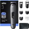 Braun Regolabarba SERIES 3 All in One 8in1 Ricaricabile Grey AIO3540