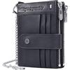 REETEE Portafoglio Uomo Blocco RFID Vera Pelle Piccolo Portafogli con Catena, Ce