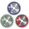 kwb Set di 3 lame per sega circolare, 160 x 25/20/16 mm, per seghe circolari per pannelli e materiali da costruzione in legno, con anelli riduttori da 16 e 20 mm