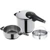 WMF Perfect Premium Set Pentola a Pressione 3 L e 6,5 L in Acciaio Inox 18/10 Cromargan ø 22 cm, 3 pezzi, Pentola Induzione e Gas, Fondo Transtherm Triplo Strato, Incluso Cestello