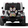 Delerain Copertura per ruota di scorta con foro per telecamera di riserva, colorata, con stampa di zampe di cane, impermeabile, antipolvere, UV, sole, universale, adatta per camper, rimorchi, SUV,